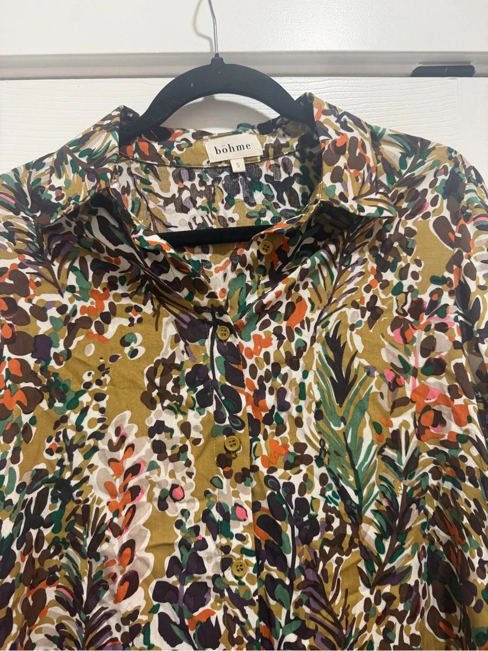BOHME Multi Floral Button-Down Blouse Size Small
